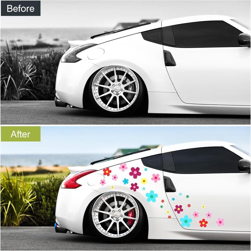 350 PCS Flowers Car Decals, Auto Stickers Waterproof Hood Vinyl Decal Car Window Stickers Auto Graphics Body Side Door Trunk Decoration for Racing