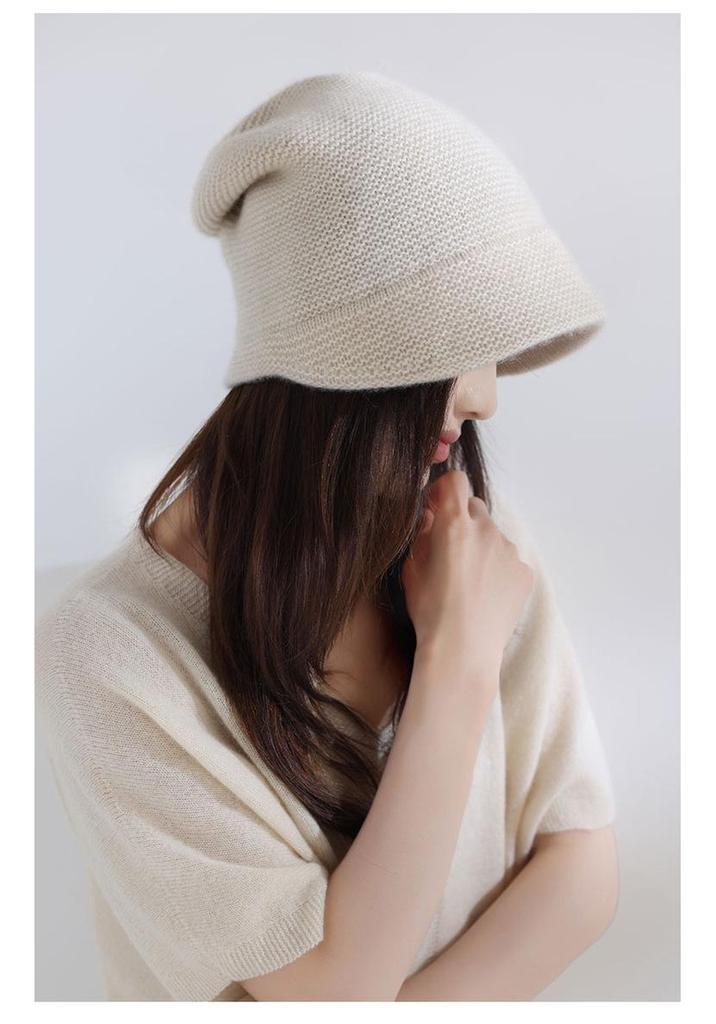Damen 100% Reines Kaschmir Strickmütze - Lässig, Vielseitig, Einfarbig, Warmes Modeaccessoire