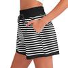 Women's Fashionable Relaxed-fit Striped Shorts With An Elasticated Waist Drawstring And Pockets
