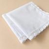 Set aus Baumwoll-Taschentüchern mit weißer Spitzenborte, Faltbare quadratische Taschentuch-Tücher für DIY-Stickerei, Taschentücher für die Hosentasche, Für Hochzeiten, Braut und den täglichen Gebrauch
