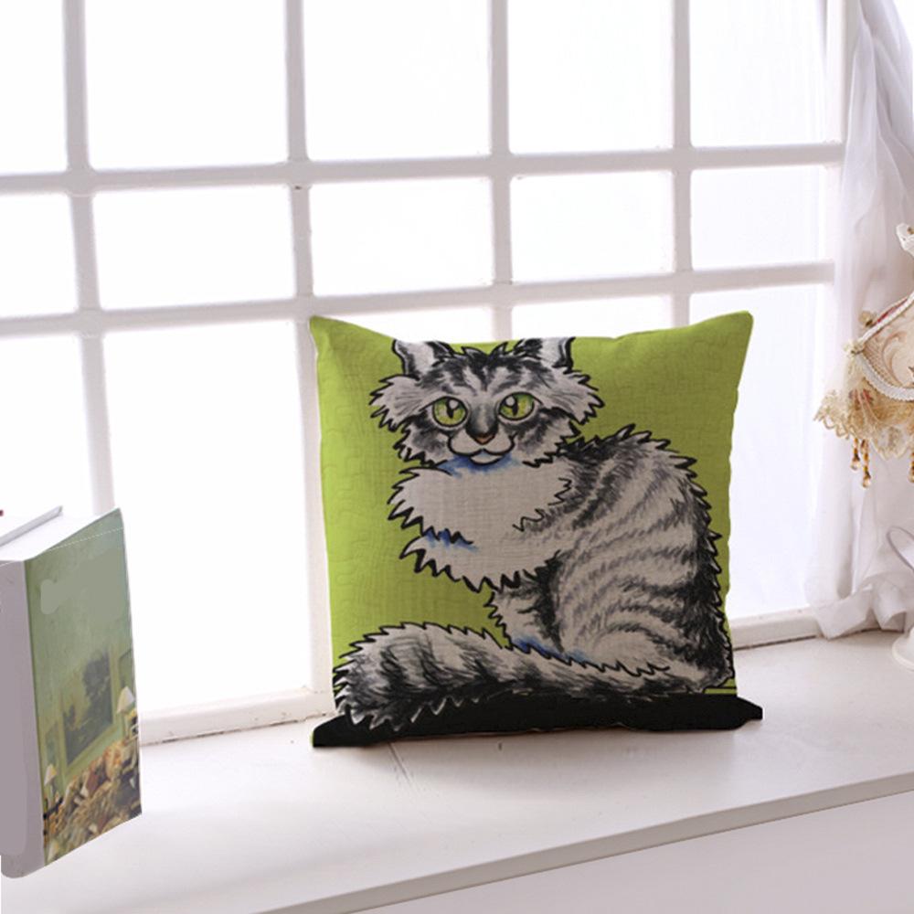 Style Pillowcase Cute Pet Cat Printed Peach Leather Velvet Pillowcase Car Decorative Waist Mat Cover