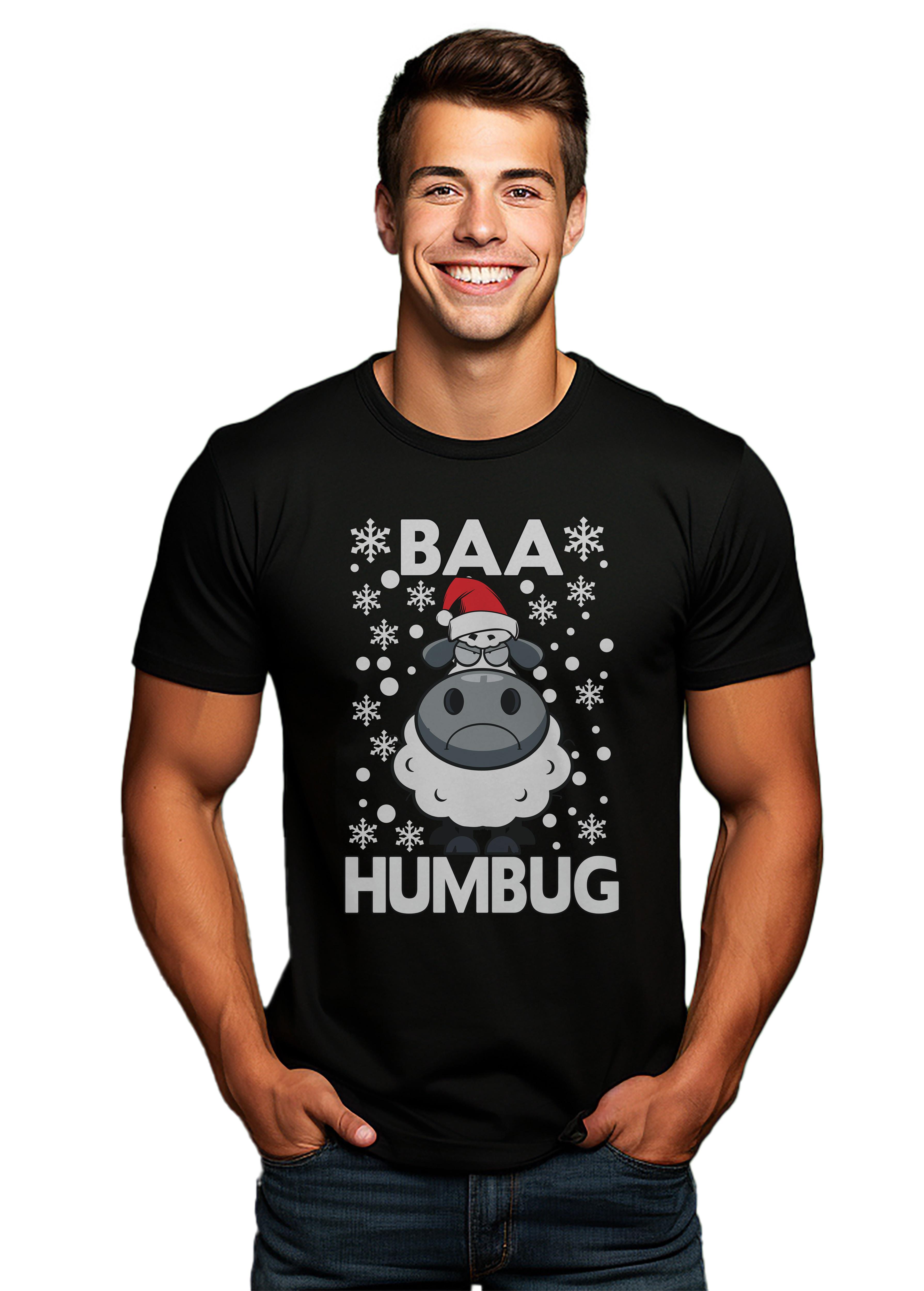 PrintBar Baa Humbug Xmas T-shirt and Festive cotton t-shirt XXL