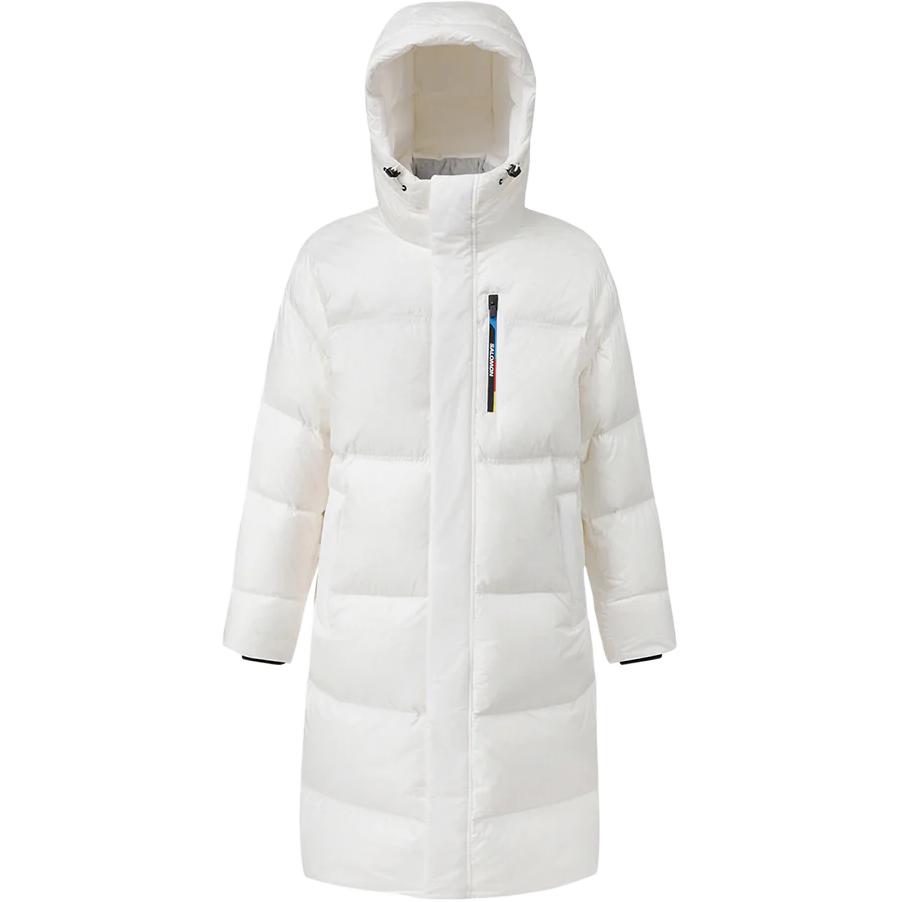

Salomon Contour Korean Line Snow Down Jacket Outdoor Solid Color Hooded Zipper Long Sleeve Long Down Jacket Women Outerwear White LC2581500 L