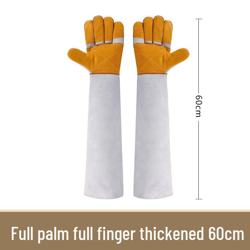 60cm przedłużone, odporne na ciepło, ognioodporne rękawice spawalnicze - dwuwarstwowe, odporne na zużycie, chroniące przed wysoką temperaturą
