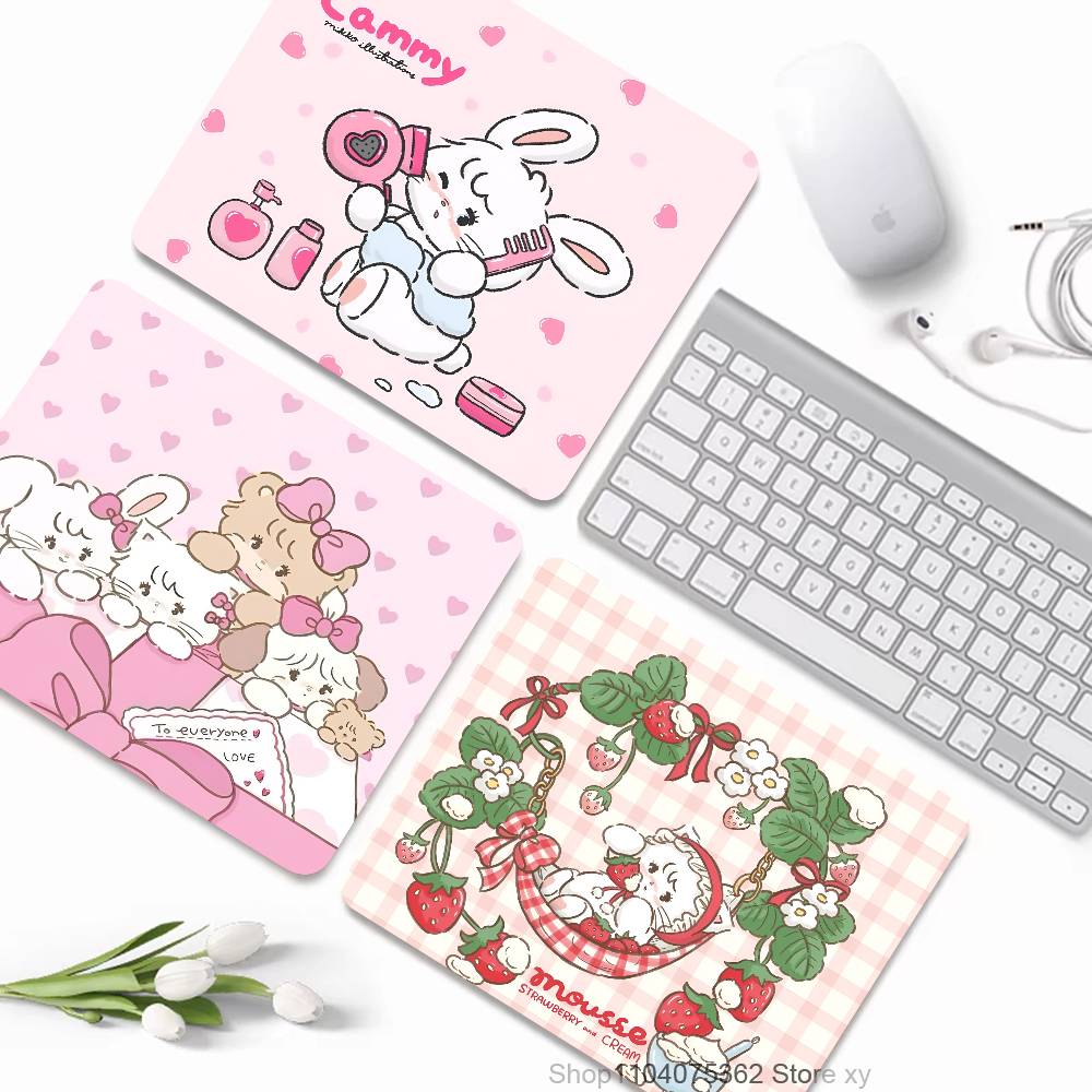 Cute Cartoon Mikko Illustration Mousepad Small LockEdge Mouse Pad For Gamers Computer Desk Pad Rectangular Anti-slip Rubber