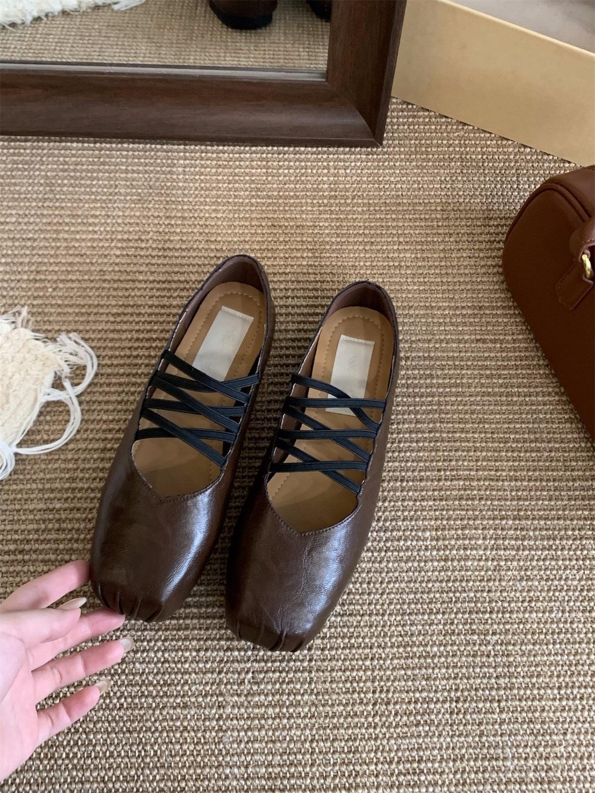 

Французские туфли Мэри Джейн на плоской подошве в стиле ретро, коричневые, вечерние, одинарные, женские туфли, весна 2025, на мягкой подошве, черные, для работы 40 темно-коричневого