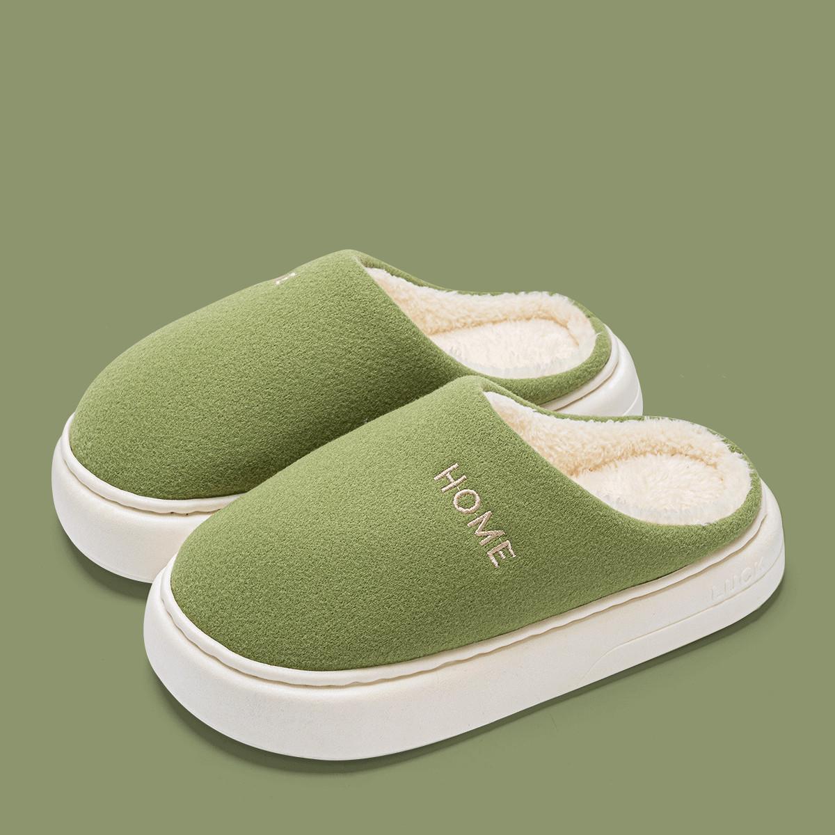 

Мужские зимние теплые тапочки на толстой подошве, женские мягкие нескользящие тапочки, домашние тапочки на плоской подошве, однотонные домашние тапочки на платформе, обувь для пар 36-37