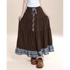 Women's Plus Size Japanese Corduroy Brown Plaid Layered Long Skirt - Spring/Autumn Fashion