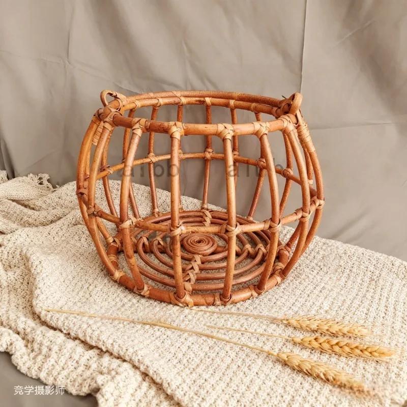 Retro Rattan Basket Chair Newborn Photo Props Infant Posing Bed Backdrops Baby Studio Photography Accessories For Boys Girls