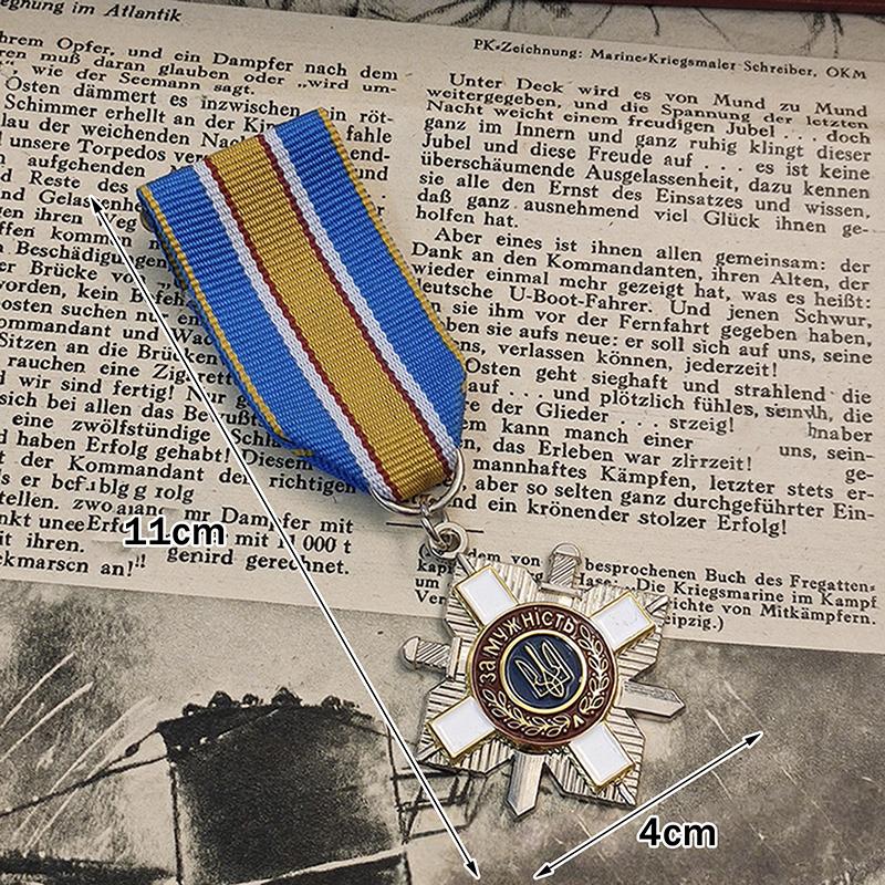 1Pc Ukraine Cross Metal Badge Copy Metal Badges Uniform Accessories Photography Propsmedal Of Courage, Military Merit Collection