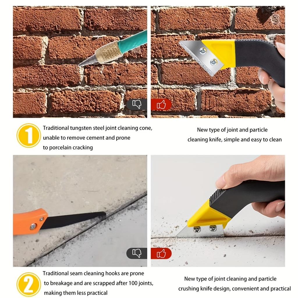 Tile Grout Saw Grout Removal Tool, Angled-Design Grout Hand Saw with 10 Diamond Surface Blades for Tile Cleaning, Removing Paint