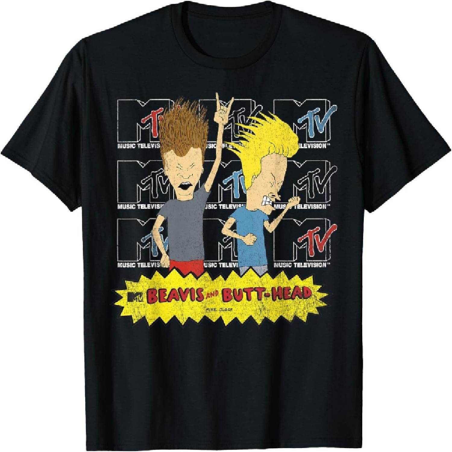 

Футболка MTV с логотипами Beavis and Butt-Head Rock Out XXXXXL чёрный