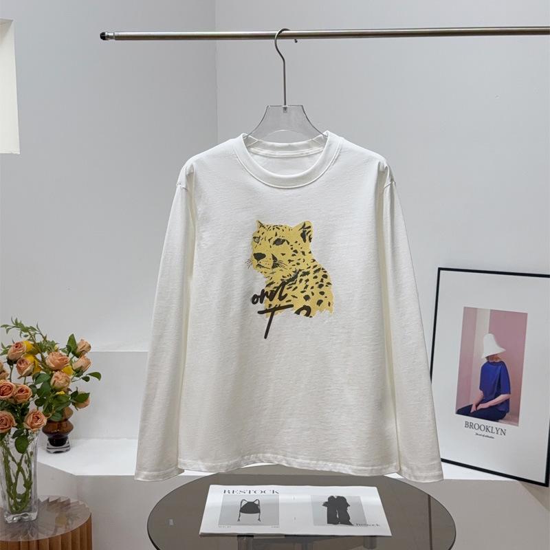 

MO25 Fall Cotton Vintage Leopard Print Crewneck Long Sleeve Tee - Cool, Relaxed, and Versatile. Size L