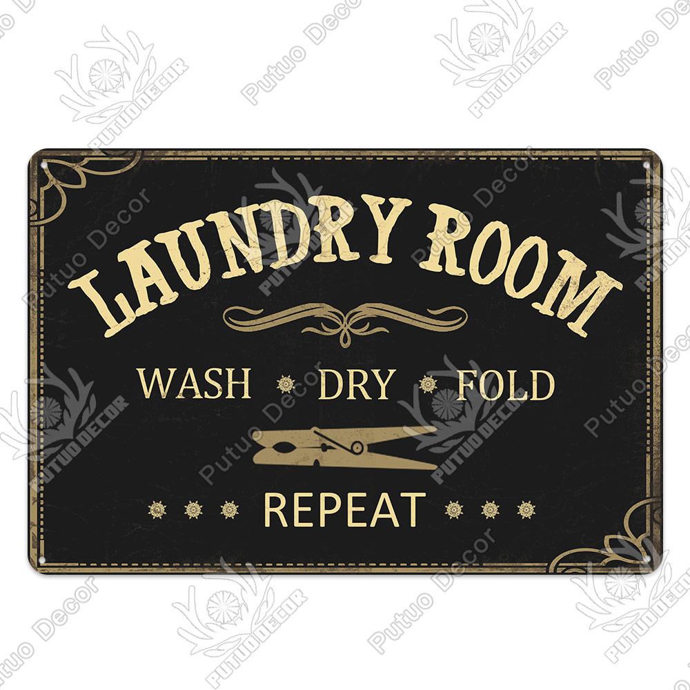 Putuo Decor Room Funny Plaque Metal Vintage Tin Sign Laundry Toilet Powder Retro Wall Art Poster for Home Man Cave Iron Painting