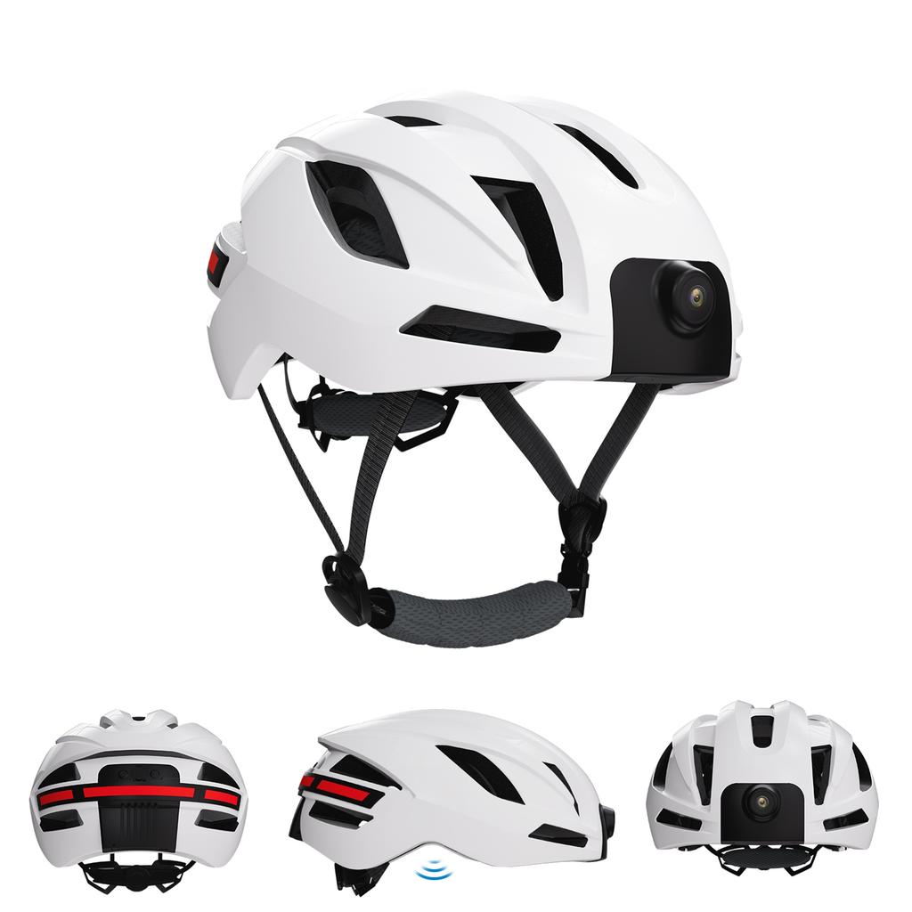Bike Helmet with BT Smart Riding Helmet with 1080P Camera and Rear Lights Universal Adjustable Motorcycle Helmets for