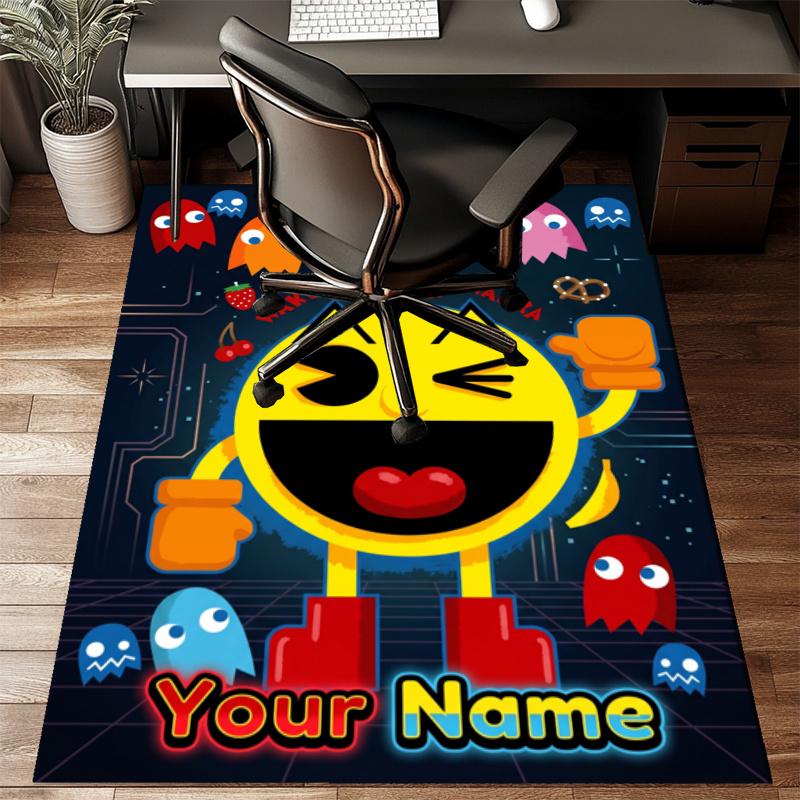 Custom Name Pac Game Rug - Decorative Non-slip Carpet With YourName For Bedroom Or Office Perfect Gift For Family And Friends