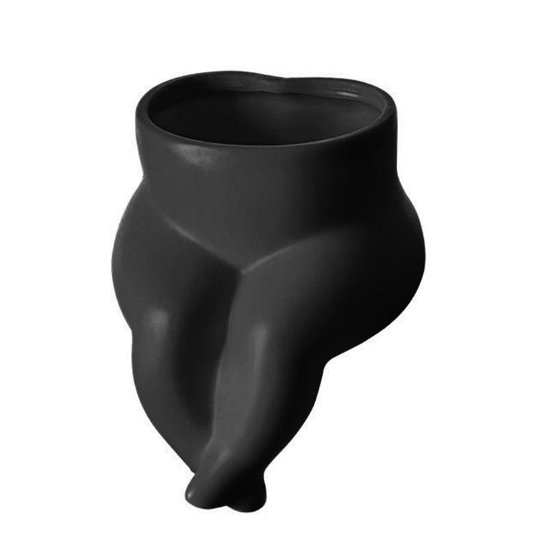 

Plump Legs Resin Flower Vases Unique Sculptural Desktop Storage Decoration For Living Room Bedroom чорний