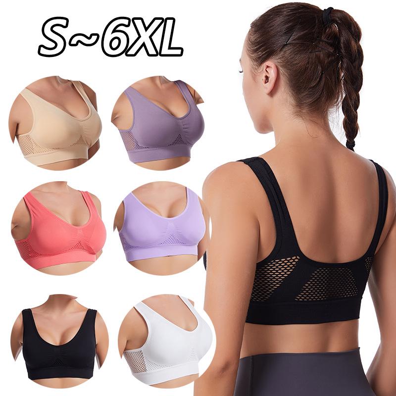 Breathable Mesh Shockproof Sports Bra for Plus Size Yoga & Running