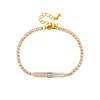 Gold Plated CZ Tennis Bracelet with Bar Charm, Dainty Cubic Zirconia Link Chain Bracelet, Elegant Jewelry for Women Gift