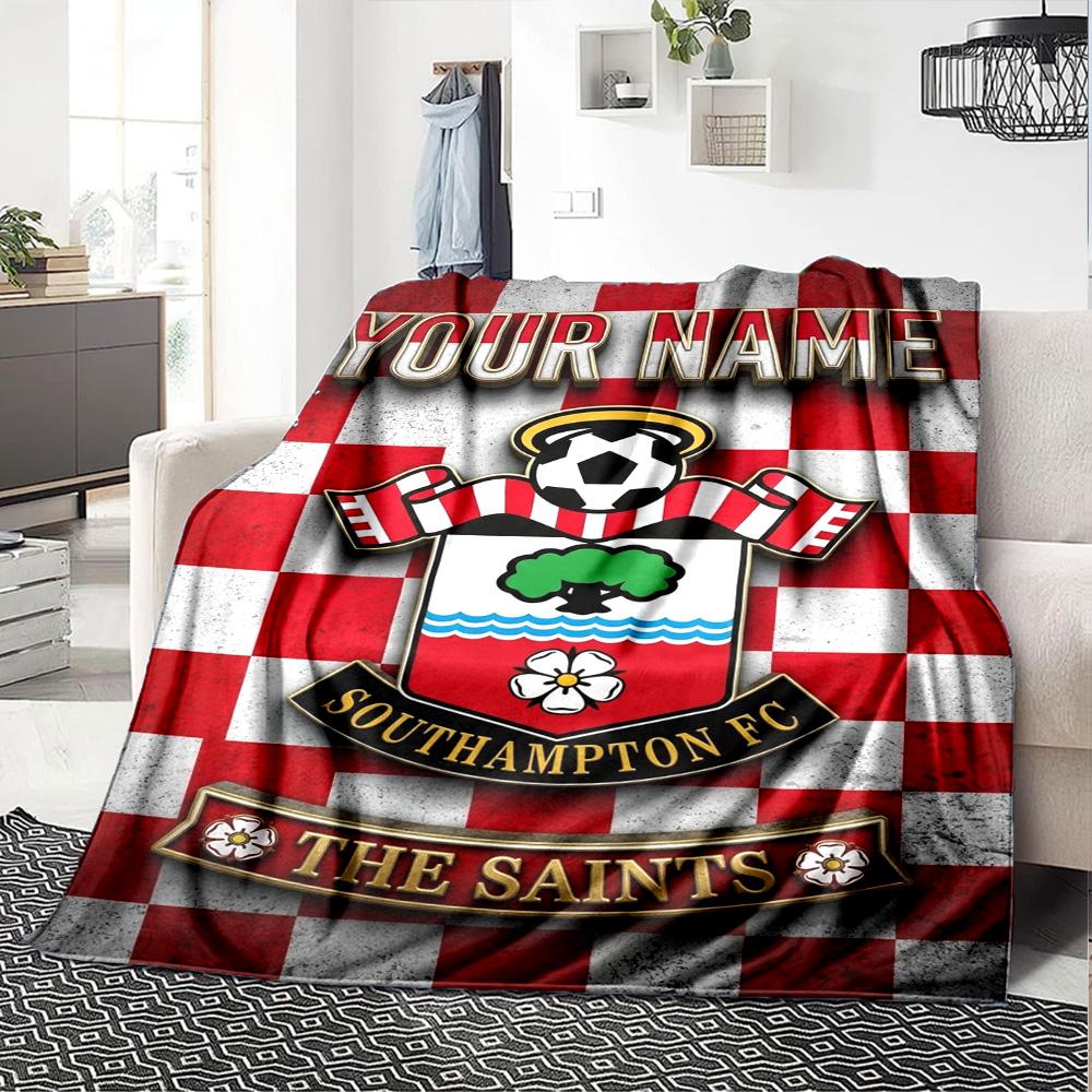 Name Custom Southampton Fc Print Flannel Blanket High Quality Warm Comfortable Cover for All Seasons Perfect for Gifts Home Decor