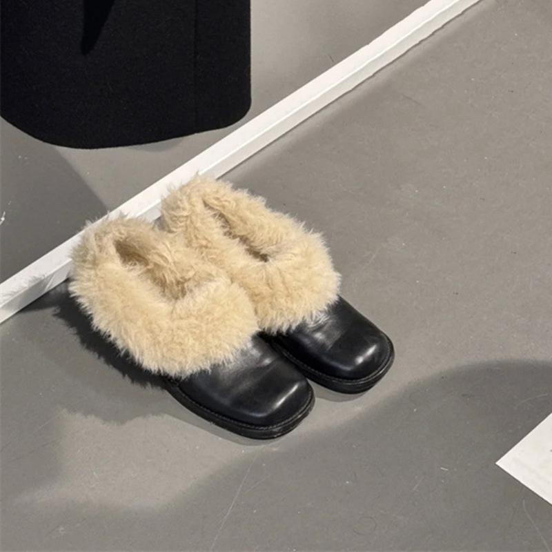 Fashion AIYUQI Women's Winter Loafers 2025 New Square Head Warm Female Winter Shoes  Fur Large-Size Casual Leather Women Shoes