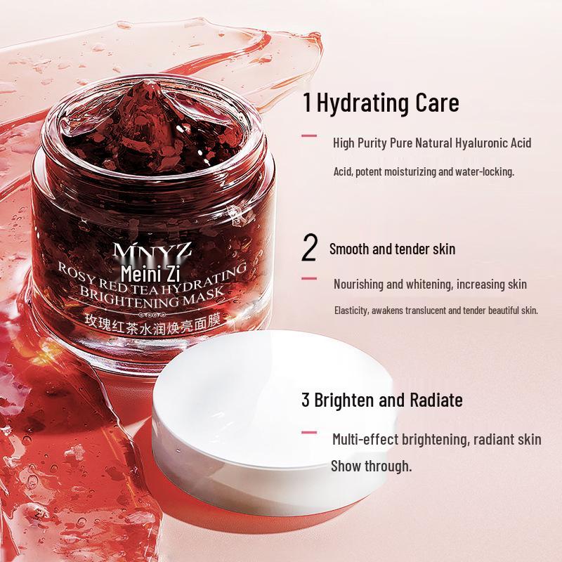 Hydrating Rose Black Tea Sleeping Mask - Moisturizing, Brightening, Pore Refining Gel 
