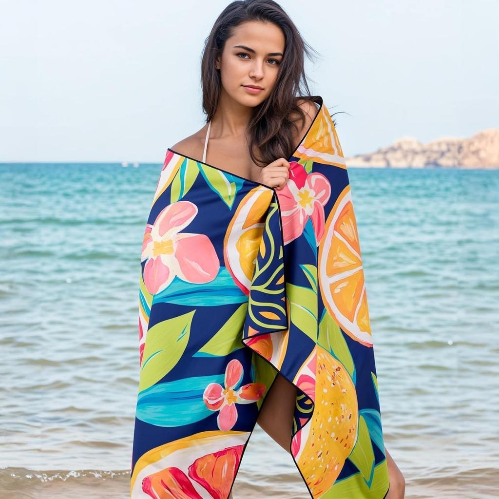 Lemon pattern Beach Towel for Family stuff friend Gifts Towel Quick-Dry Towel For Bath Yoga Tourism Beach GYM Camping Swimming