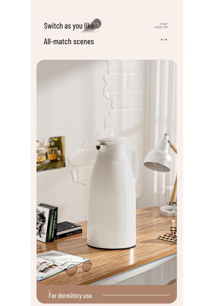 Large Capacity Glass Liner Insulated Thermos Pot - Home Hot Water Dispenser, Thickened and Portable