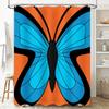 Stylish Bathroom Decor Butterfly Shower Curtain Bold Colorful Blue Orange Print For Home Bath Decoration