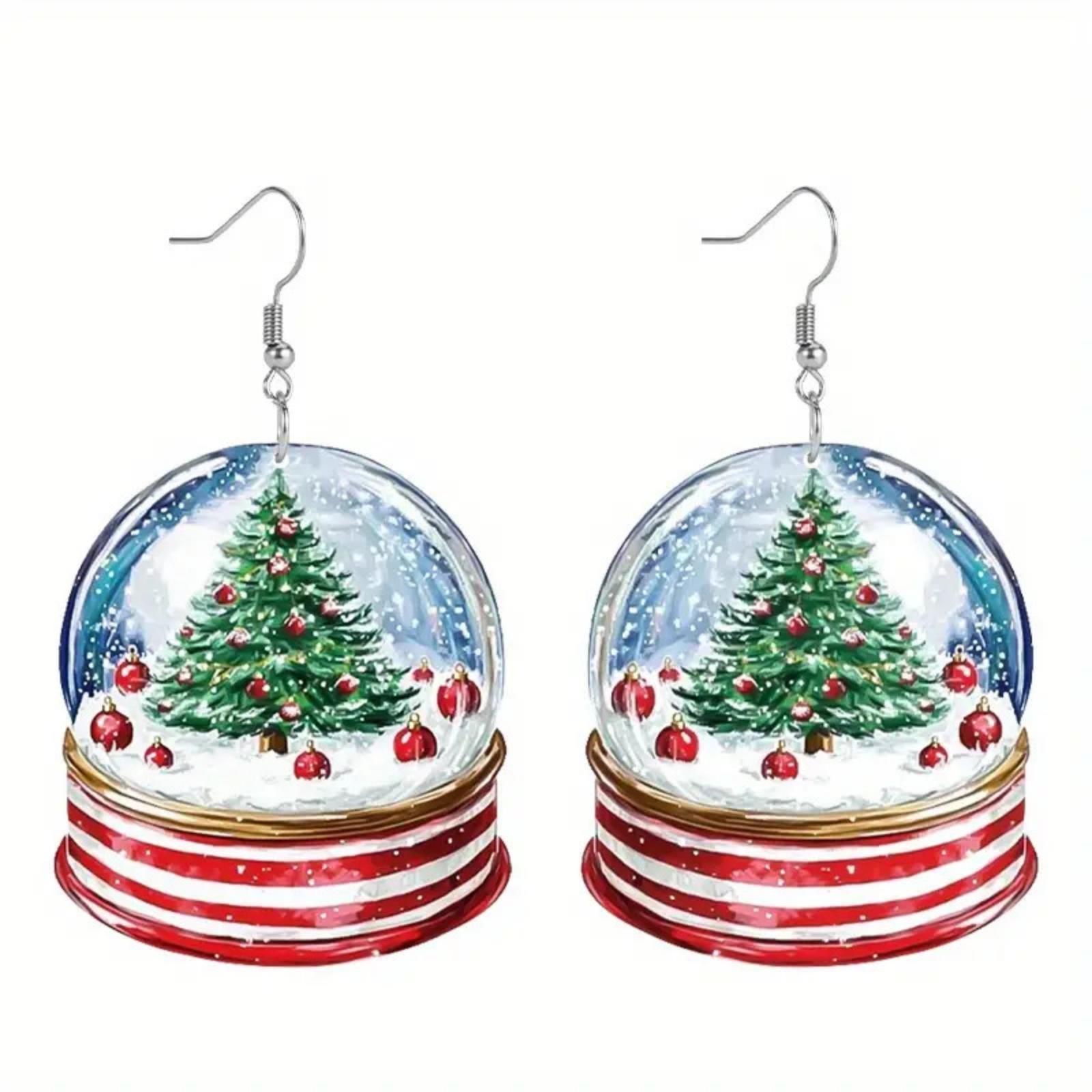 

Рождественская елка снежинка хрустальный шар акриловые серьги мультяшный креативный дизайн подарок серьги