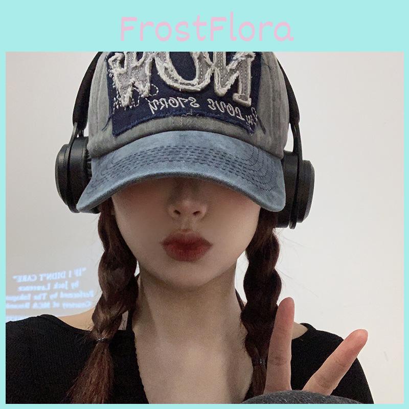 Now Letter Pattern Cowboy Baseball Retro Brimmed Duckbill Cap Outdoor Hat Leisure