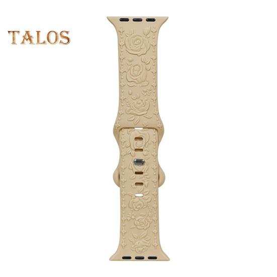 Grawerowany kwiatowy pasek do zegarka Odporny na zużycie, oddychający, przyjazny dla skóry, nieblaknący, grawerowany silikonowy pasek do zegarka 3D z kwiatowym wzorem do zegarka Apple Watch