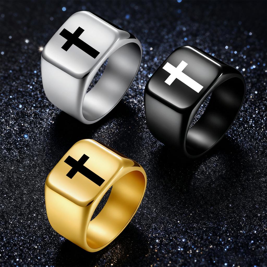 Punk Seal Design Jewelry Hip Hop Cross Ring European and American Hand Jewelry