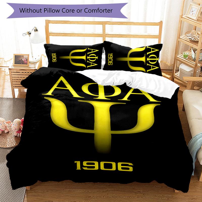 3pcs Alpha Phi Alpha logo pattern bedding set duvet cover set includes duvet cover &pillowcases, perfect all season bedroom decoration & gift