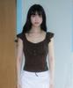 ROSEFRANTZ Ribbon Shirring Sleeveless [Brown]