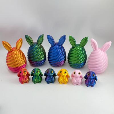 3D Printed Easter Rabbit & Egg Set: Cute Small Animal Toys & Colorful Egg Ornaments