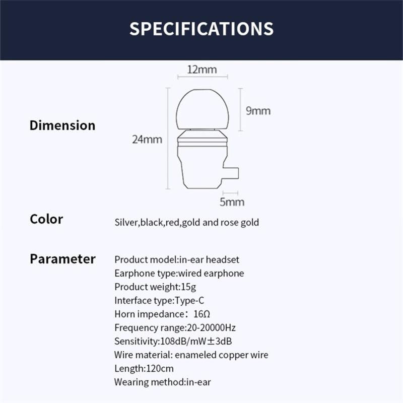 Universeller Typ-C kabelgebundener In-Ear-Kopfhörer mit Geräuschunterdrückung, Kabelsteuerung und 3,5-mm-Telefon-Headset