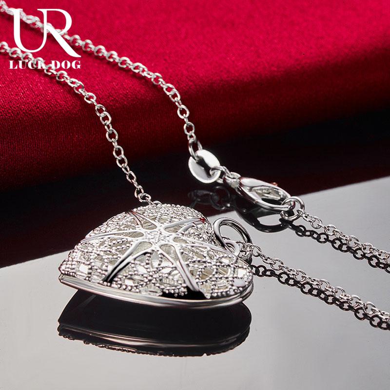 925 Sterling Silver Heart-shaped Hollow Pendant Necklace Fashionable Wedding Jewelry