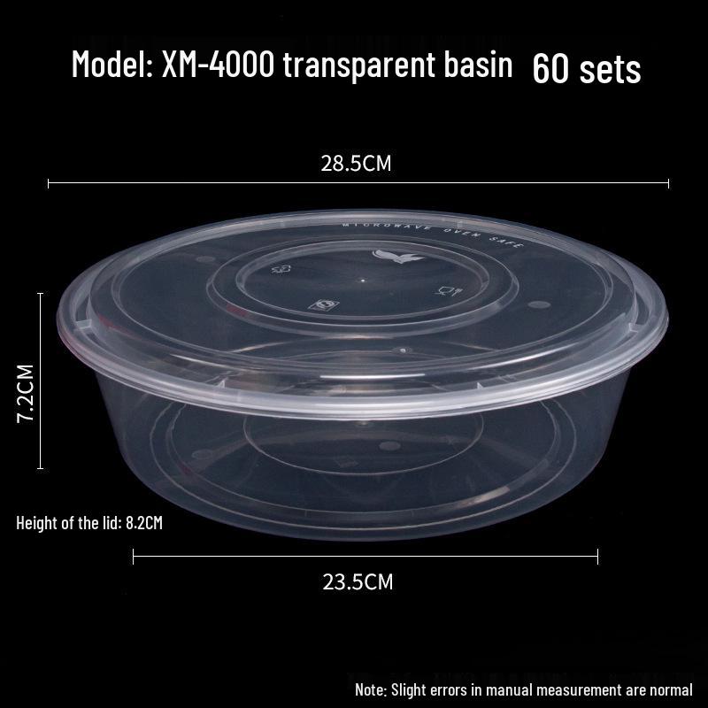 1000ml Round Transparent Plastic Takeaway Food Container with Lid