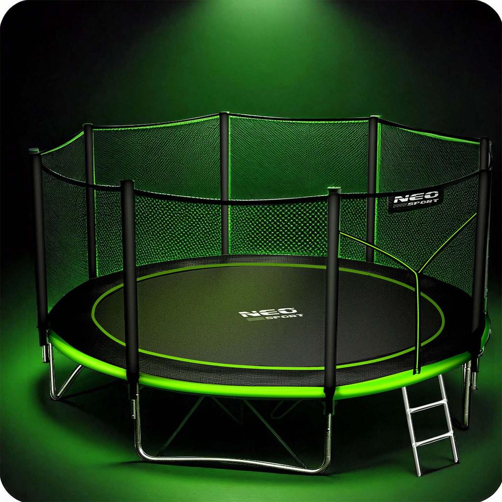 Trampolina Ogrodowa 13Ft/404Cm Z Siatką Zewnętrzną I Drabinką Neo-Sport