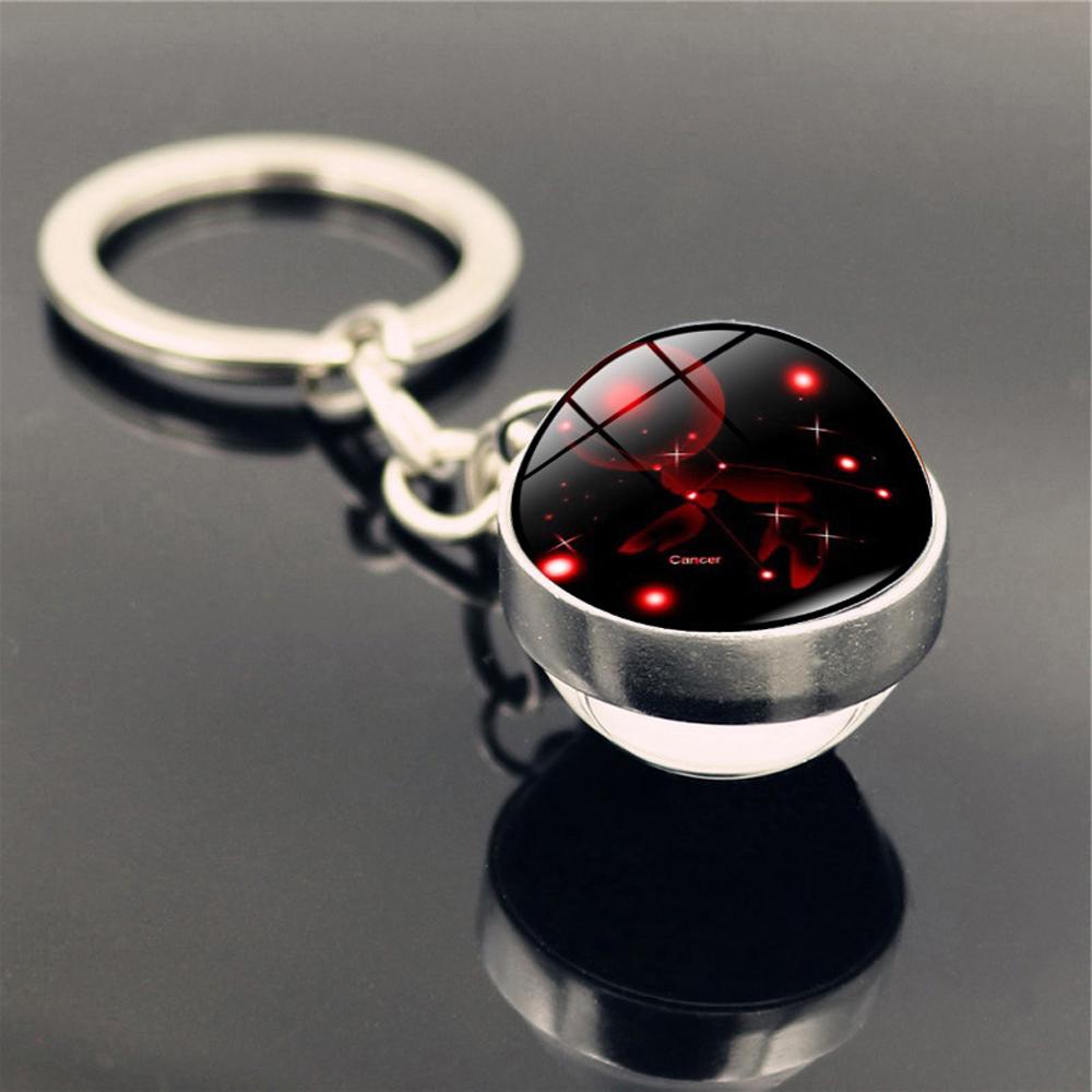 Holder Libra Scorpio Jewelry Leo Glass Ball 12 Constellation Zodiac Keychain Keychain Key Rings