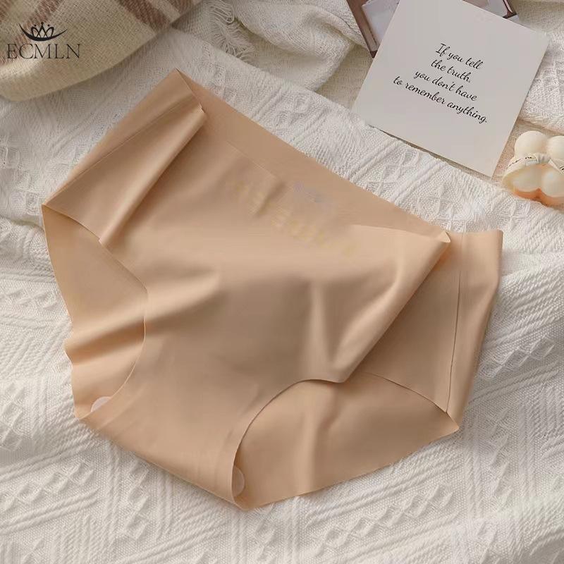 Large Size Women's Maillard Ice Silk Underwear Panties Summer Girls Cotton Crotch Mid-waist High Elastic Womens Underwear Briefs Knickers