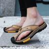 Nieuwe collectie zomer lederen heren slippers antislip handgemaakte lederen slippers
