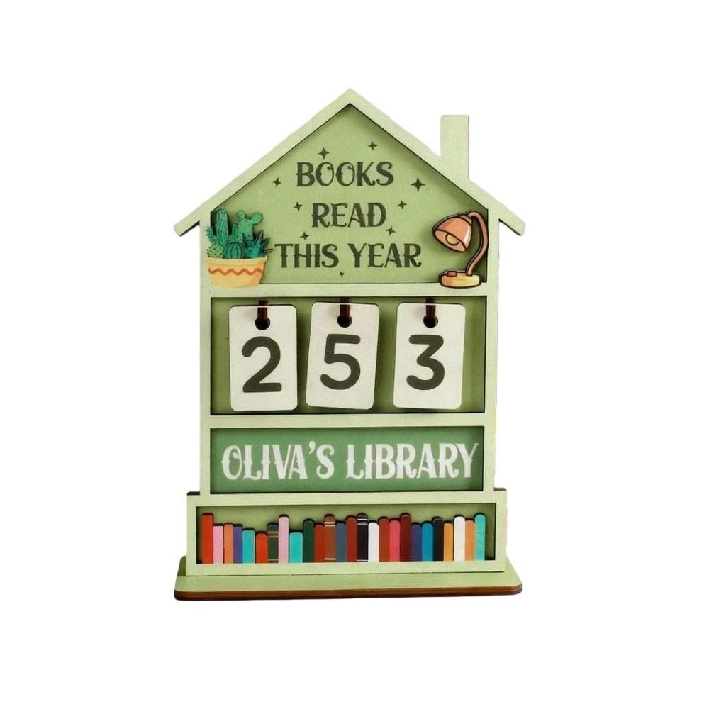 

Wooden Reading Challenge Tracker Read This Year Handmade Reading Tracker Hanging Signage House Design Eco-Friendly зелёный