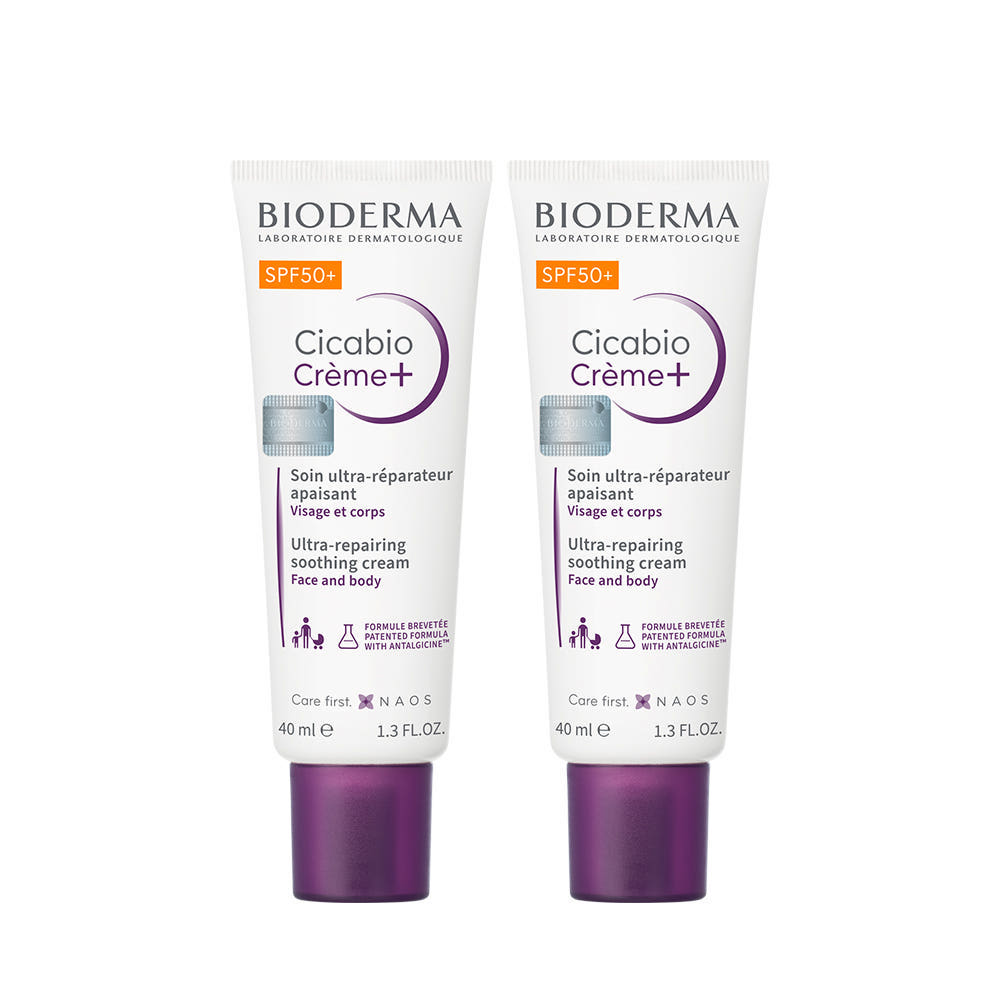 Bioderma Creme Cicabio+ SPF50+ 40ml Duo (Creme Solar de Reparação Profunda Tripla)