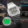 New Top Brand Square Classic Steel Belt Sports Electronic Watch Student Men's Multifunctional Waterproof Small Gold Watch