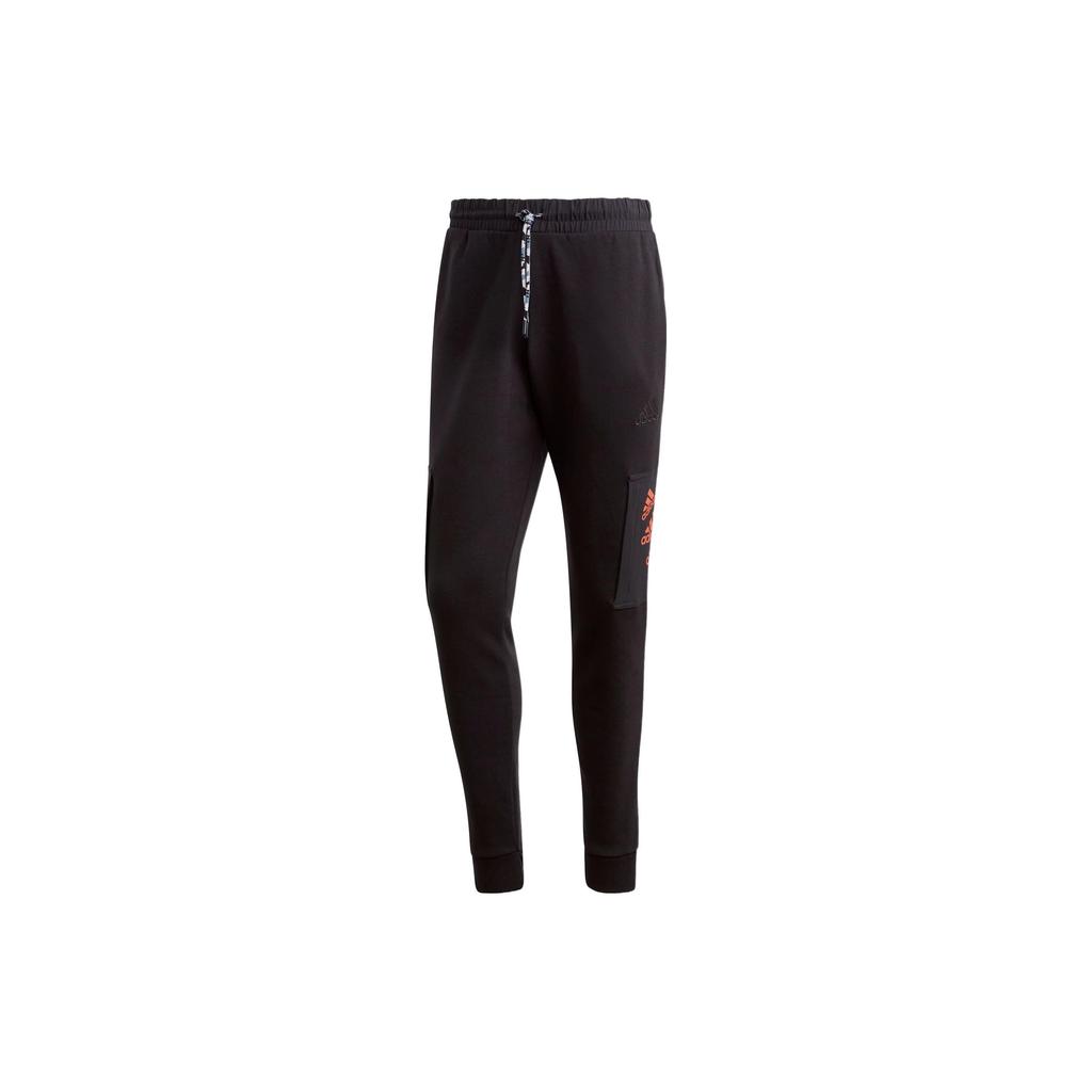Adidas Logo Print Drawstring Joggers With Elastic Waist Men Bottoms Black HL9375
