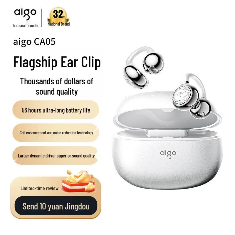 aigo Open-Ear Bone Conduction Ear Clip Bluetooth Headphones