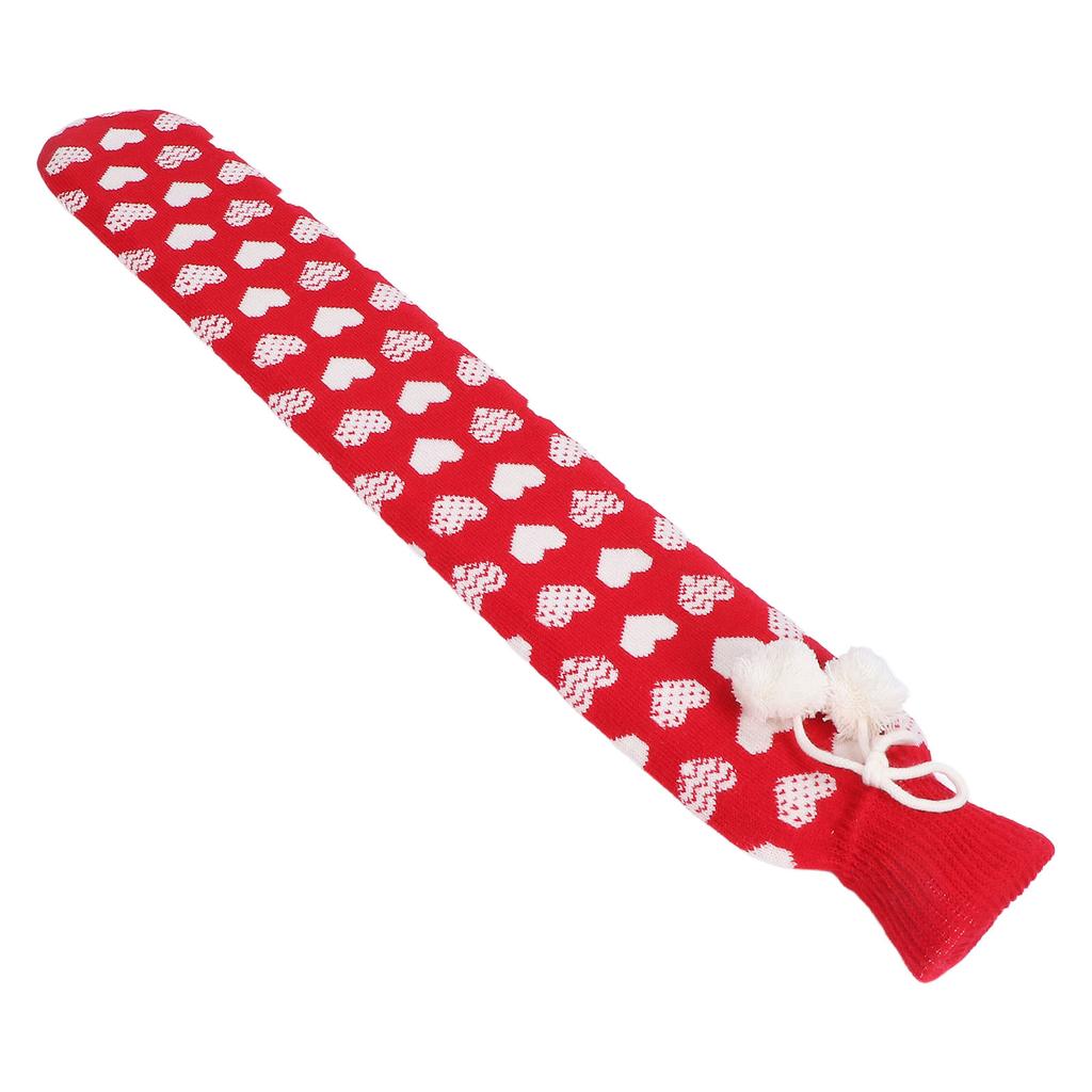 Hot Water Bottle Soft Rubber Knitting Sleeve Hot Water Bag for Warming Shoulders Neck Waist Red 2L