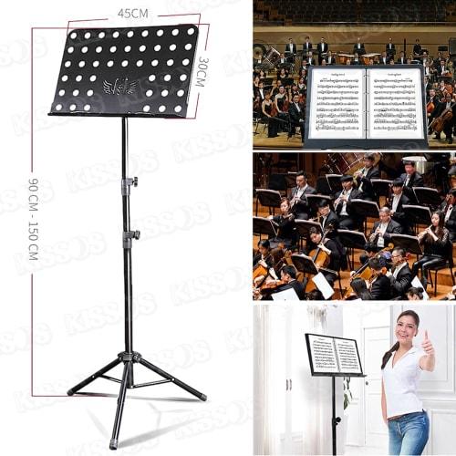 Adjustable Height Folding Music Stand, Compact, Lightweight, Portable Music Stand for Laptops, Tablets, and More